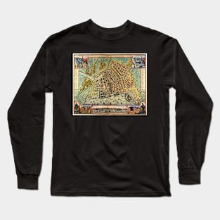 Antique Street Map of Amsterdam, Netherlands by Gerardus Mercator, 1633 Long Sleeve T-Shirt